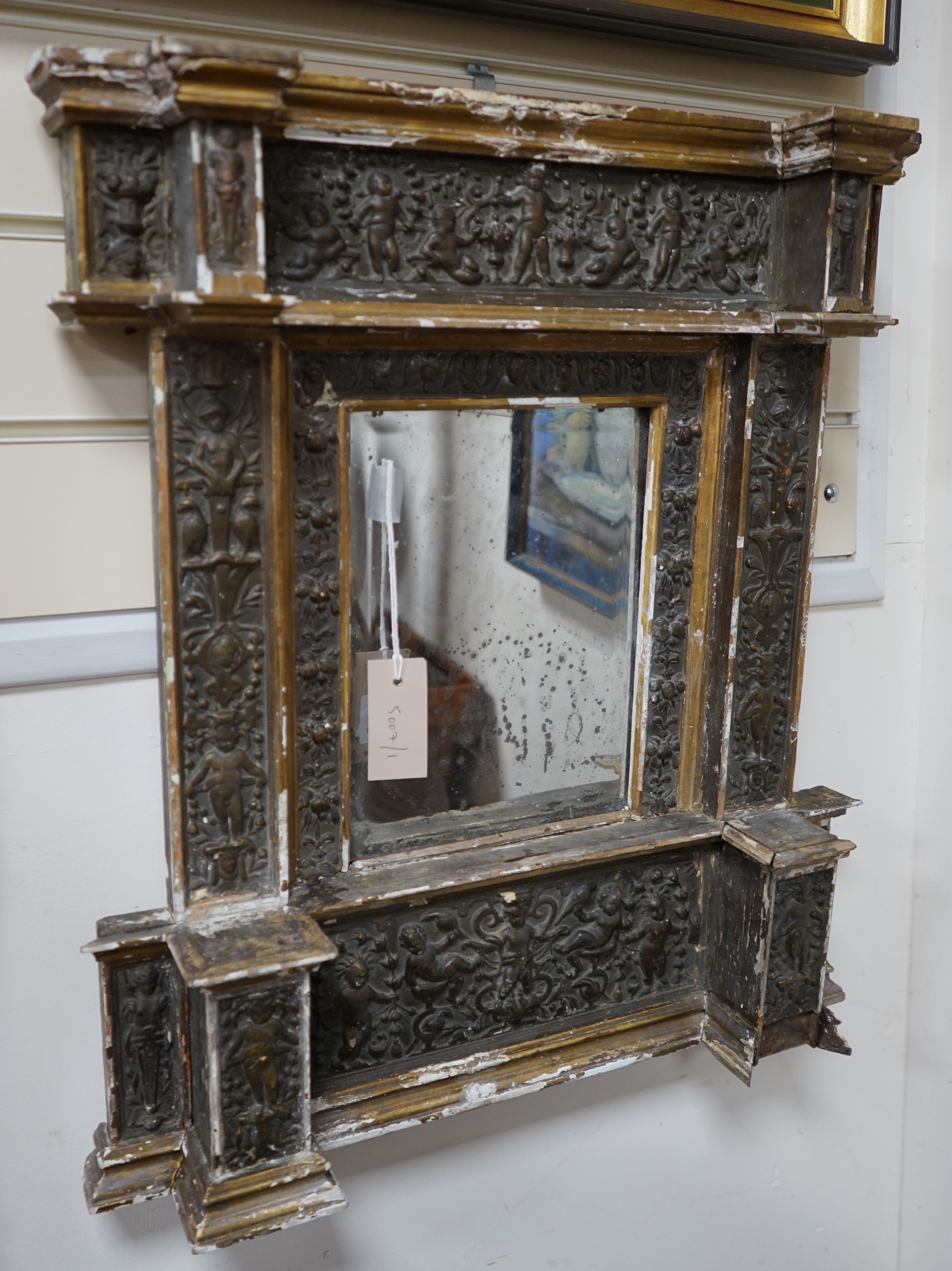 A 19th century Italian giltwood and gesso wall mirror, width 51cm height 57cm